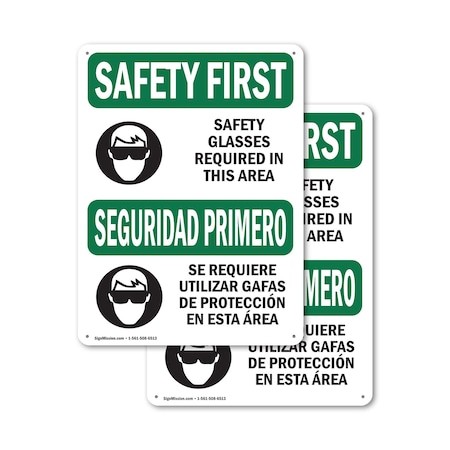 Signmission 14 in Height, 10 in Width, Plastic, Rectangle, Bilingual OS-2PACK-SF-P-1014-L-10868